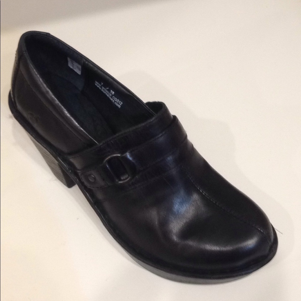 Born Black Leather Heeled Platform